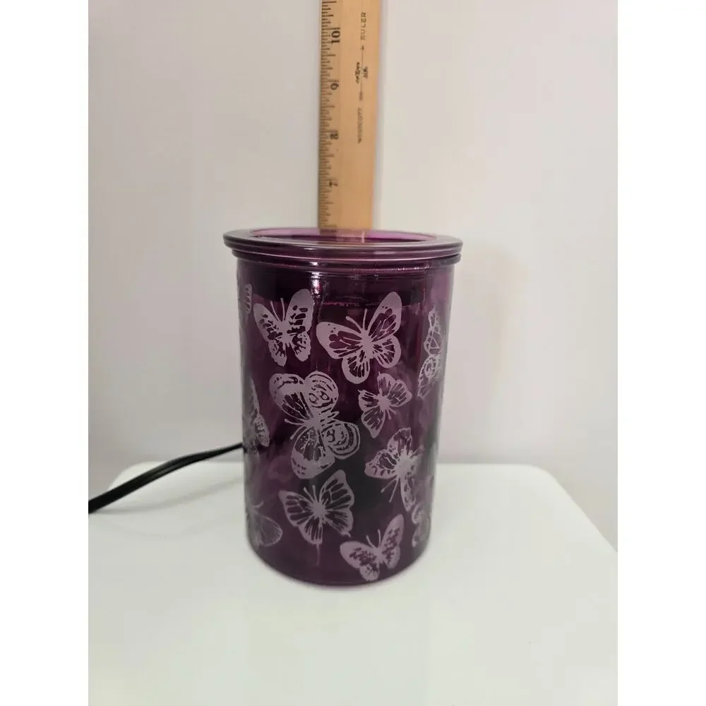 Scentsy Warmer Wings Butterfly Hand Painted Royal Purple White Butterflies